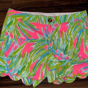 Lilly Pulitzer Colorful Leaf Print Scalloped Shorts